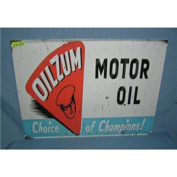 Oilzum motor oil choice of champions  retro style advertising sign