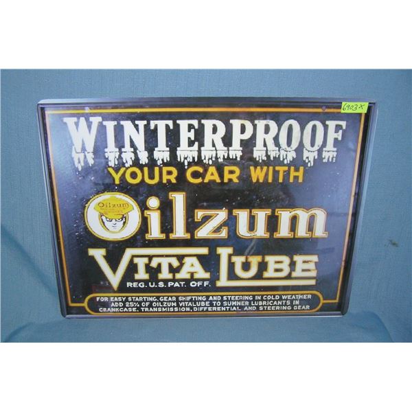 Oilzum winter proof your car  retro style advertising sign