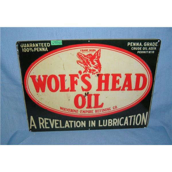 Wolfs Head Oil  retro style advertising sign