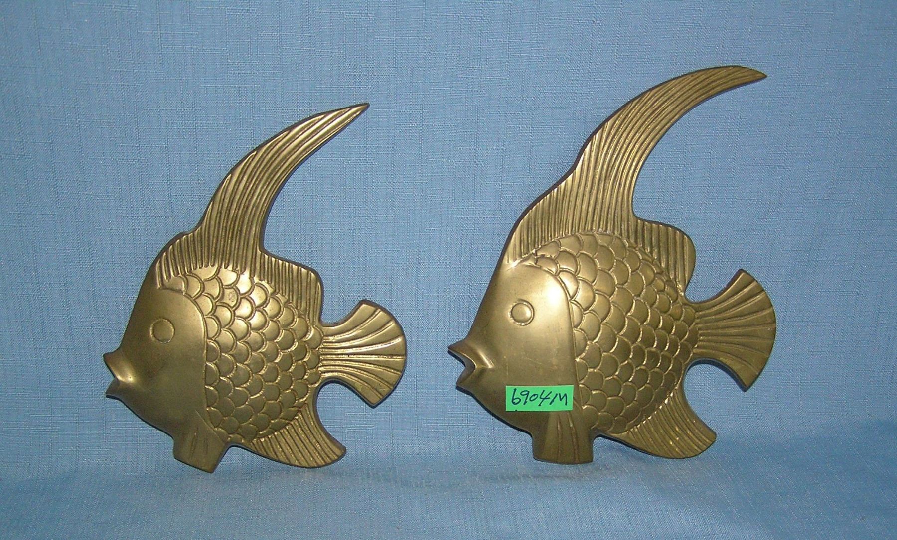 Pair of solid brass fish wall decorations Circa 1950's