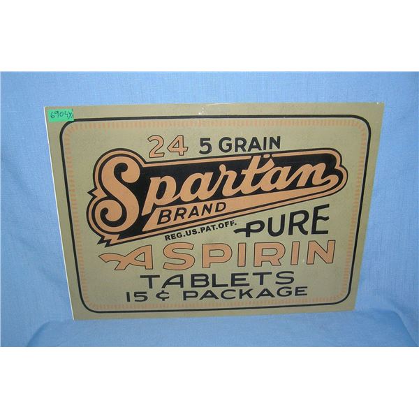 Spartan Brand pure aspirin  retro style advertising sign