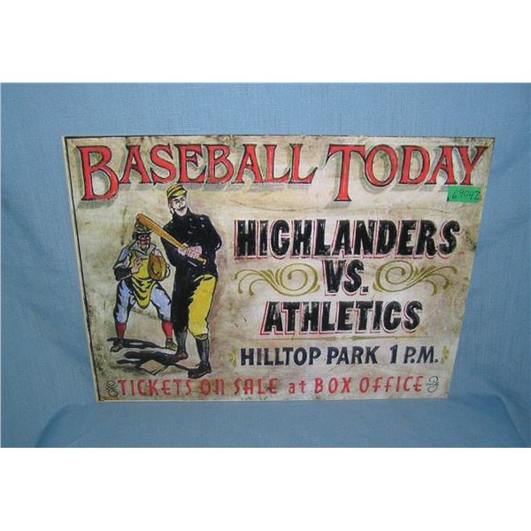 Baseball Today Highlandes vs. the Althelics  retro style advertising sign