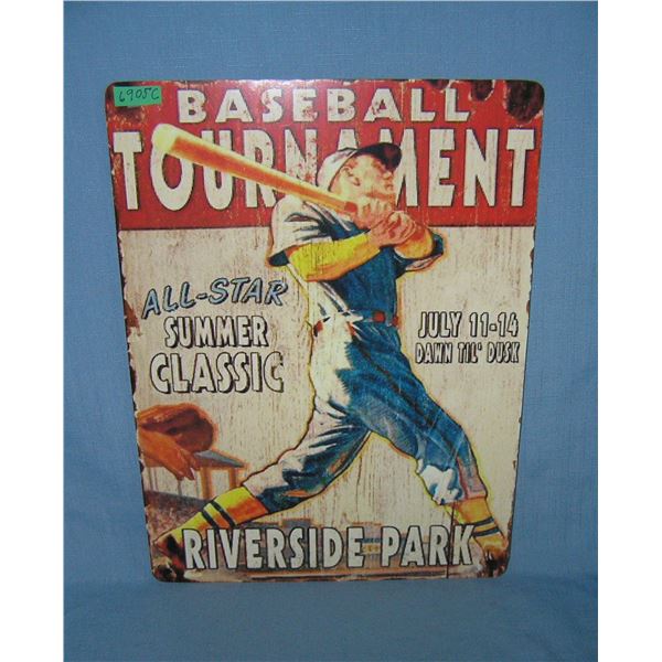 Baseball Tournament Riverside Park  retro style advertising sign