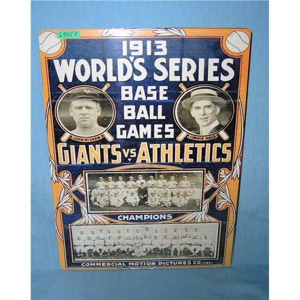 1913 World's Series Baseball games  retro style advertising sign