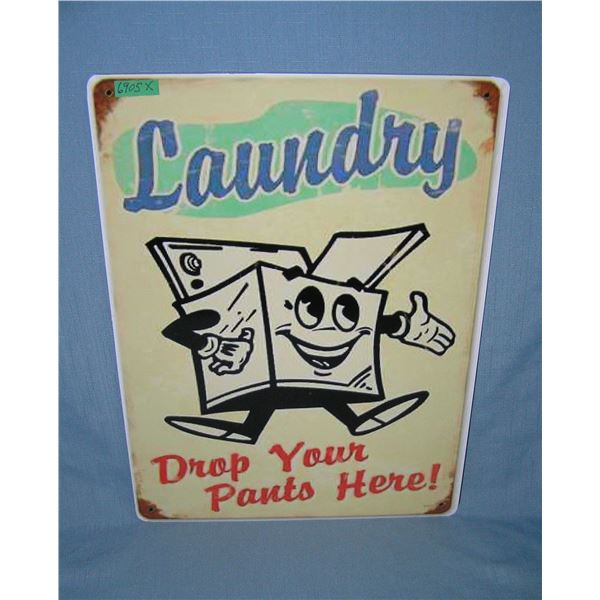 Laundry drop your pants here  retro style advertising sign