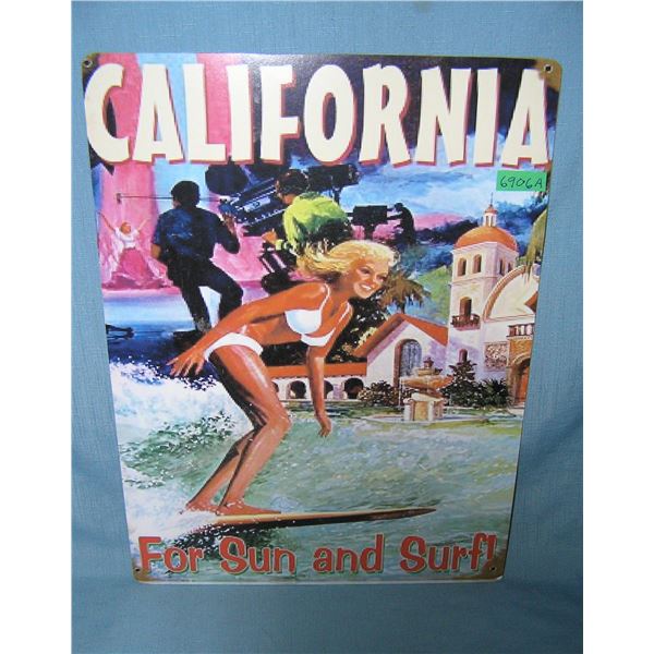 California for sun and Surf  retro style advertising sign