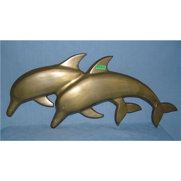 Solid Brass swimming dolphins wall decoration