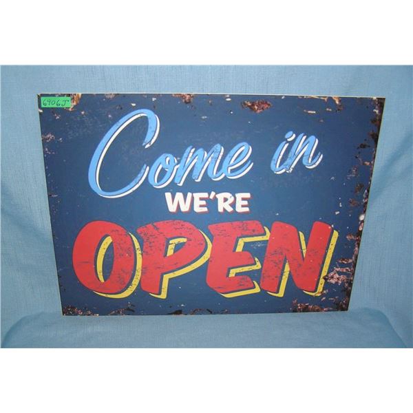 Come in we're open  retro style advertising sign