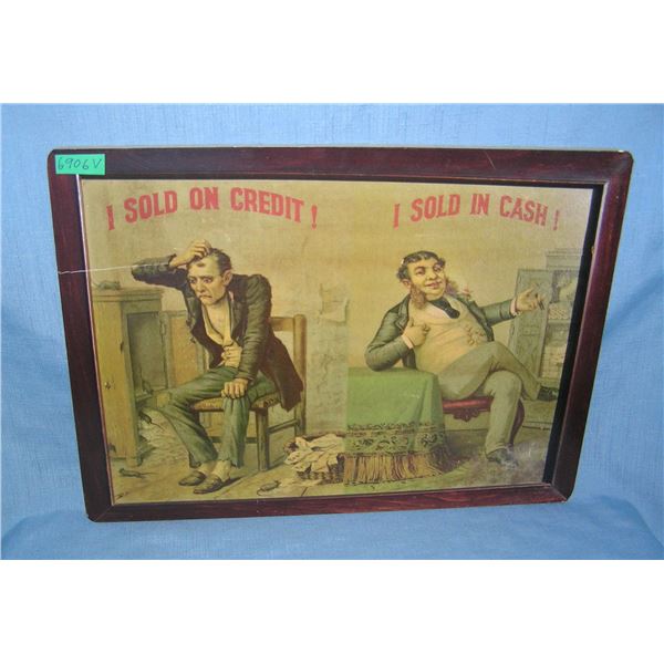 I sold on Credit I sold in Cash  retro style advertising sign