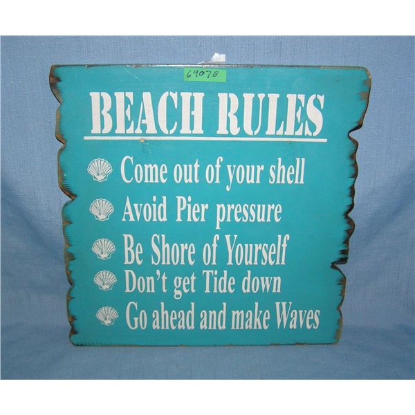 Beach Rules modern Display sign