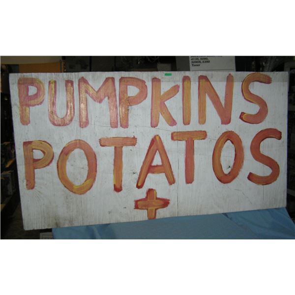 Old Long Island Farmstand pumpkins and potatoes wood sign