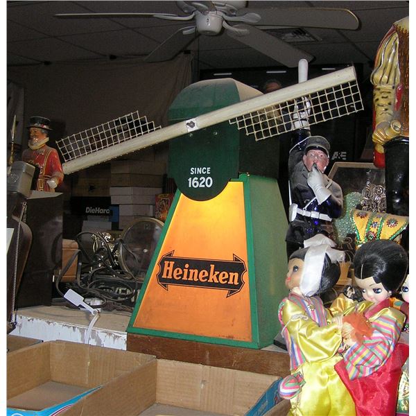 Heineken early illuminated and mech wind mill advertising store display piece this great early adver