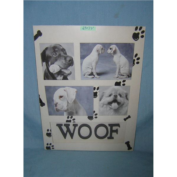 Woof multiple dog display sign retro style advertising sign