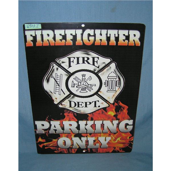 Firefighter Parking Only retro style advertising sign