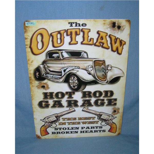 Outlaw Hot Rod garage retro style advertising sign