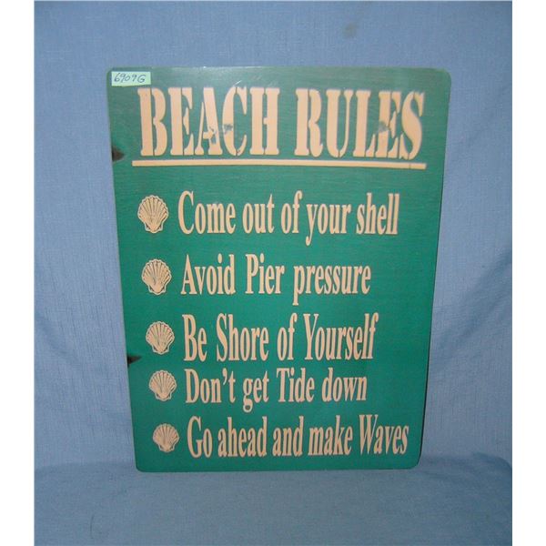 Beach Rules retro style advertising sign