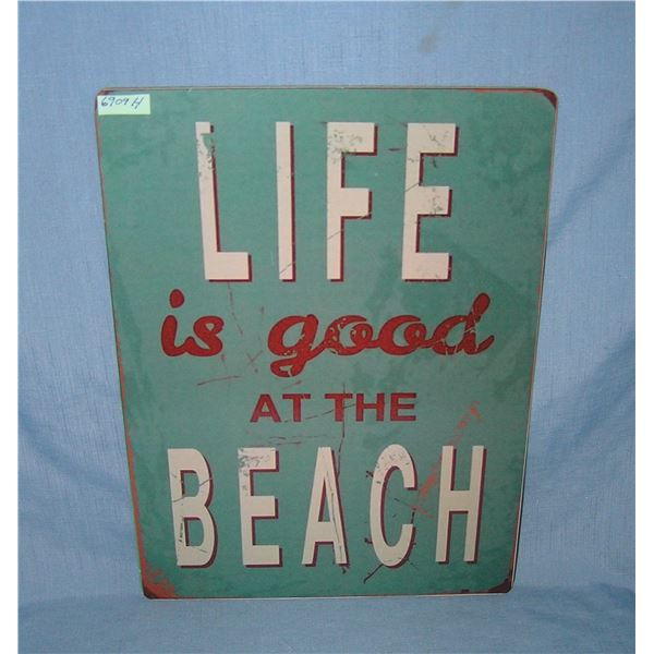 Life is good at the beach retro style advertising sign