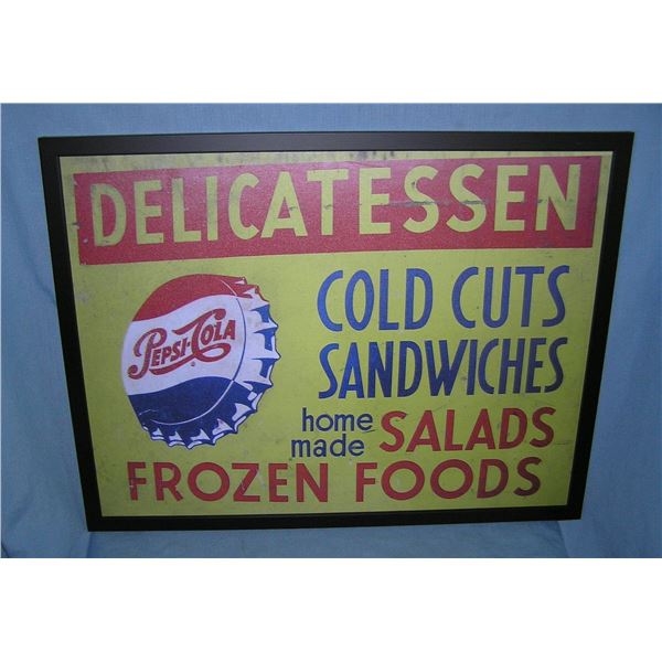 Pepsi Cola Delicatessen framed  retro style advertising sign