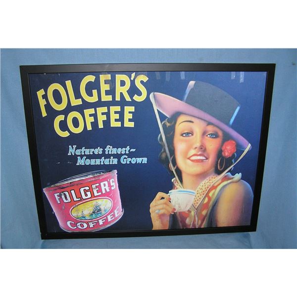 Folger's coffee framed  retro style advertising sign
