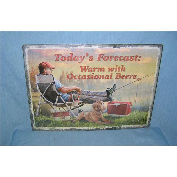Today's Forecast: warm with occasional beers all tin advertising sign