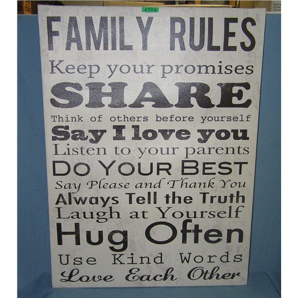 Family Rules decorative wall sign on canvas