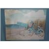 Image 1 : Beach and beach cruiser bicycle scene oil on canvas painting