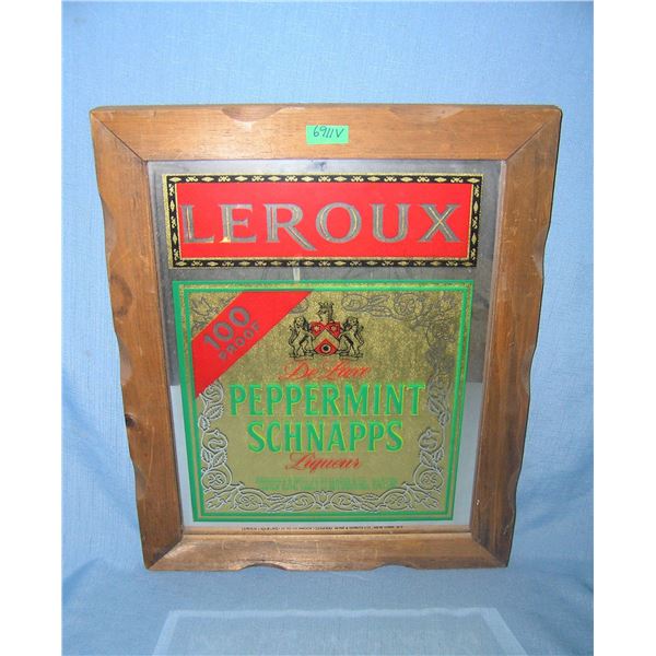 Laroux peppermint Scnapps 100 proof framed advertising sign