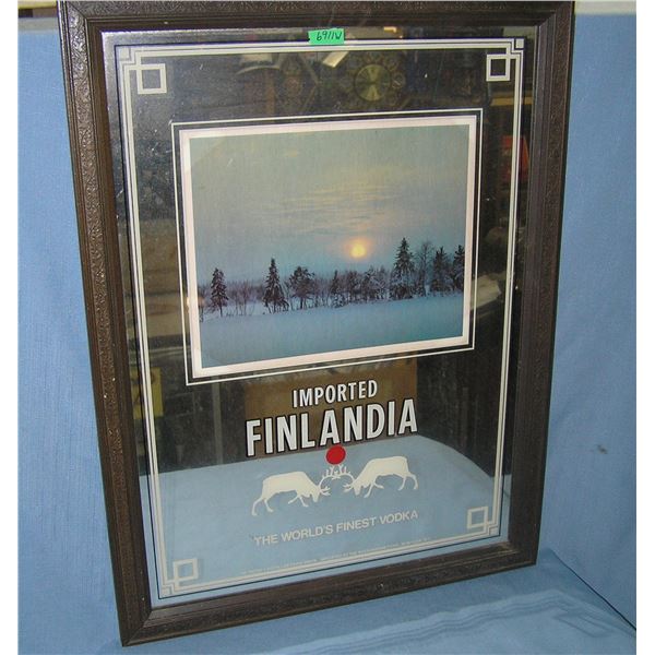 Imported Finlandia framed mirrored advertising sign