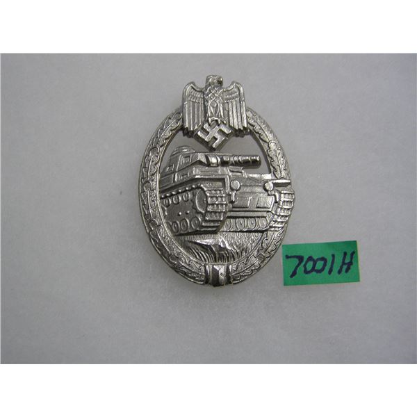 German Army tank badge in silver color WWII retro style