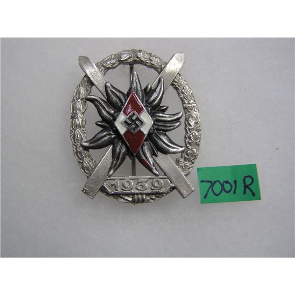 German Hitler youth expert skier badge WWII retro style