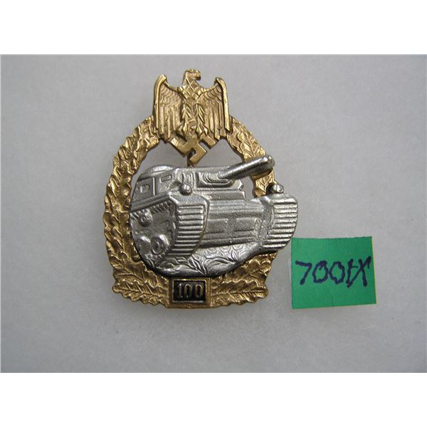 German Army tank battle badge 100 actions WWII retro style