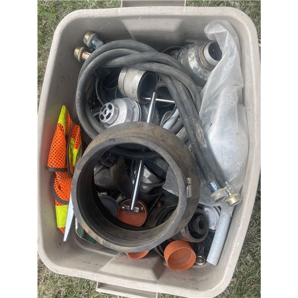 Tote full of plumbing and hydraulic components