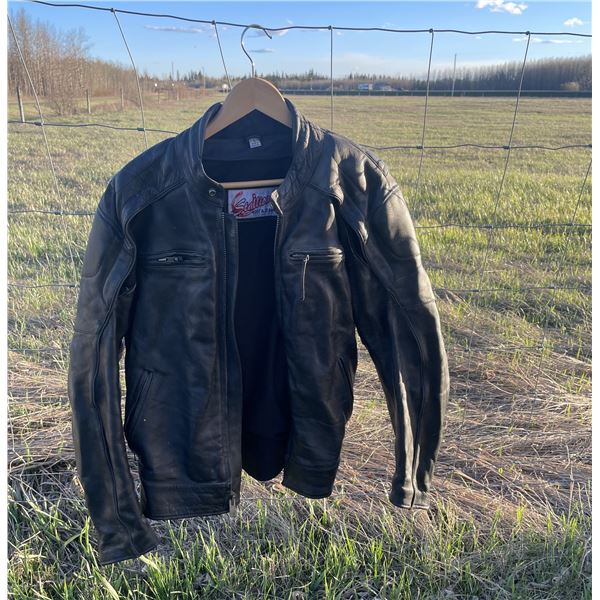 Stallion Boot & Jean Co. black leather motorcycle jacket SIZE LARGE