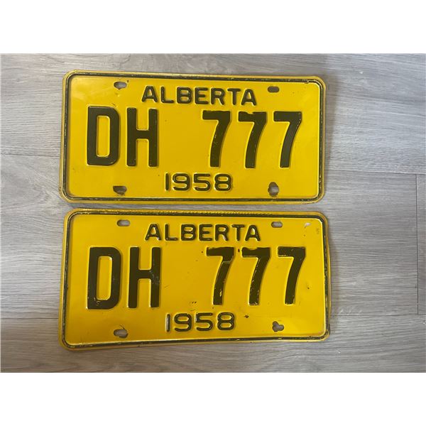 TWO Alberta License Plates from 1958