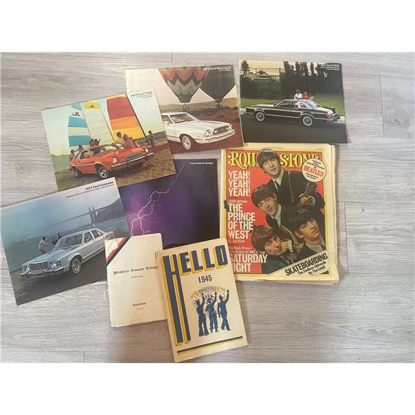 Collection of Vintage Books and Rolling Stone Magazine