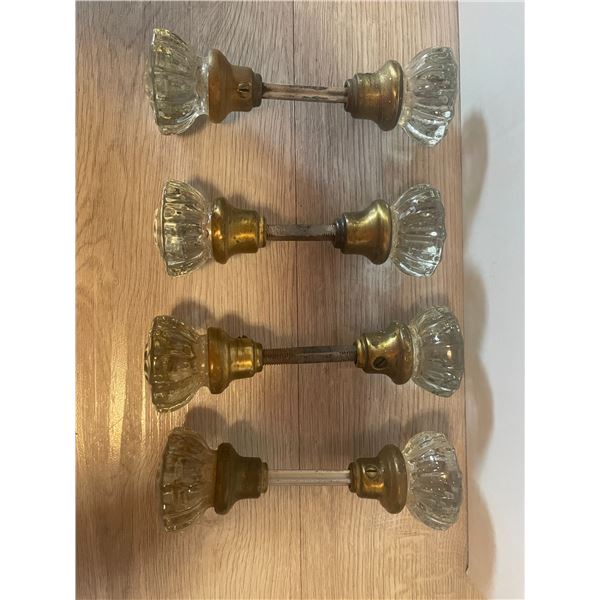 FOUR Vintage/Antique Glass Door Handles for Interior Doors