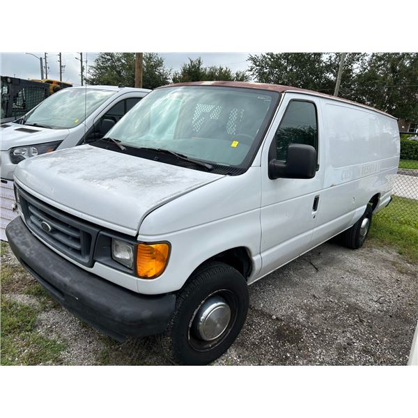 2004 Ford E250  6-Dr. LWB Cargo Van, Wht/Grey Vinyl Buckets, Rbr. Floor, Auto, A/C,