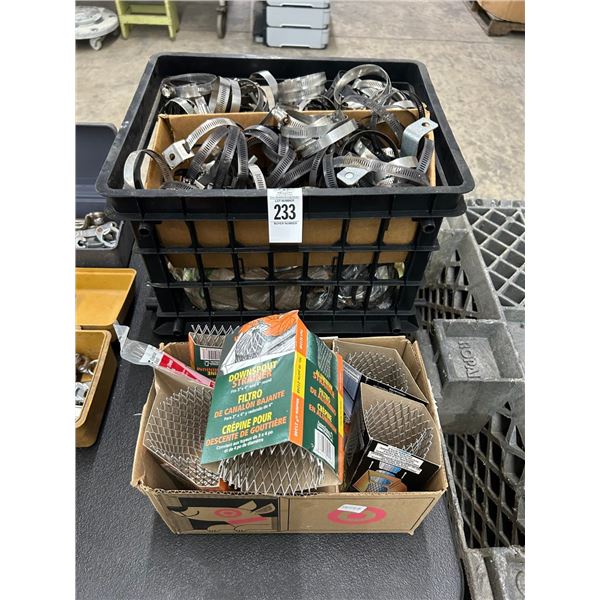 Hose Clamps, Down Spout Strainers