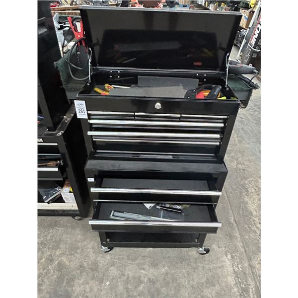 Black 9 Compartment Stack Rolling Toolbox w/Some Tools