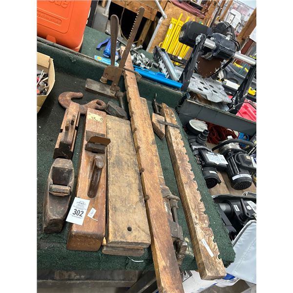 Vintage Planer, Wood Clamps, Hook, Press