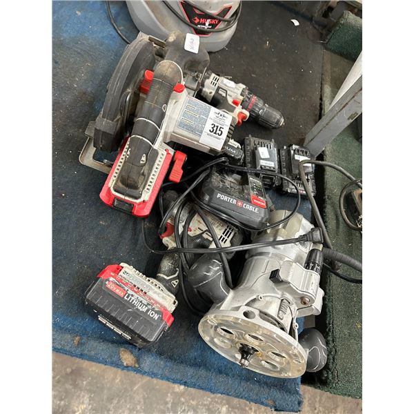 Porter Cable Cordless Drill/Circular, Craftsman Electric Router w/Batteries/Charger