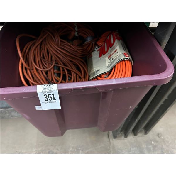 Bin w/Ext. Cords