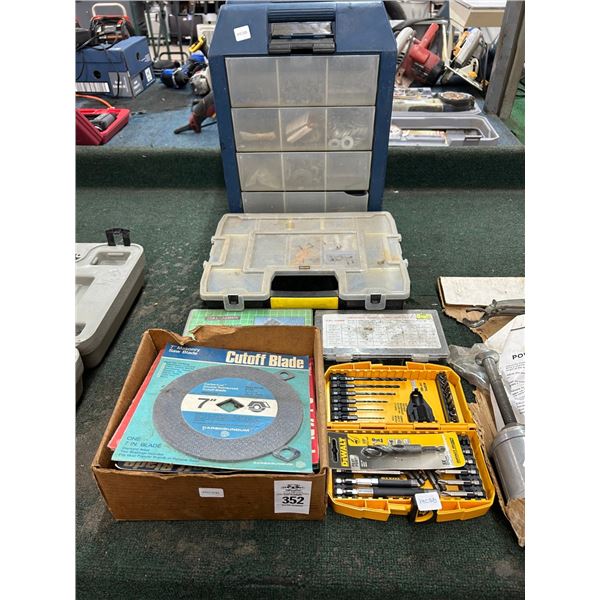 Dewalt Drill Bit Kit, O Rings, Snap Rings, Saw Blades, Hardware Bins