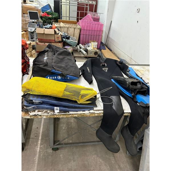 Wet Suit, Scuba Fins, Weights, Dive Accessories