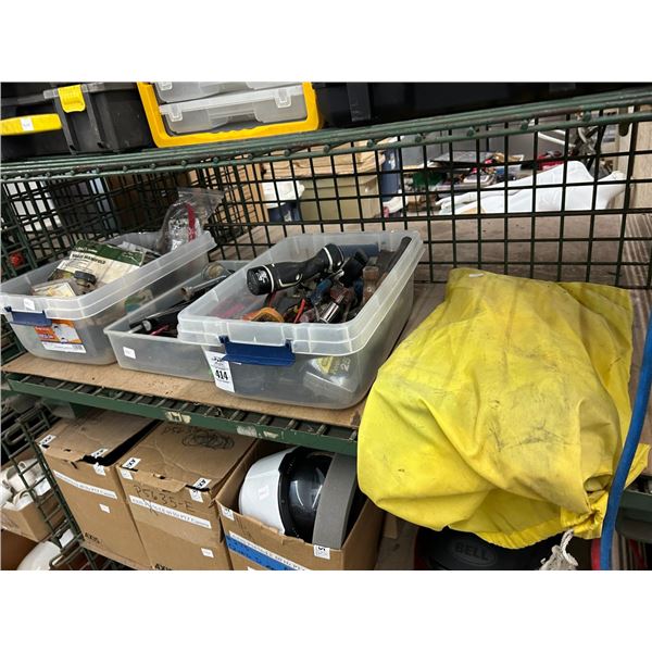 Bins w/Clamp Tools, Brass Manifolds, Dive Fins