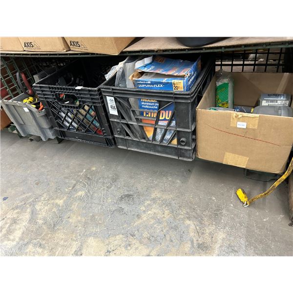 Hardware/Tools in Bins on Bottom Shelf