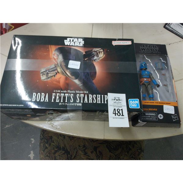 Star Wars Bobba Fett Starship Model, Mandelorian Figurine