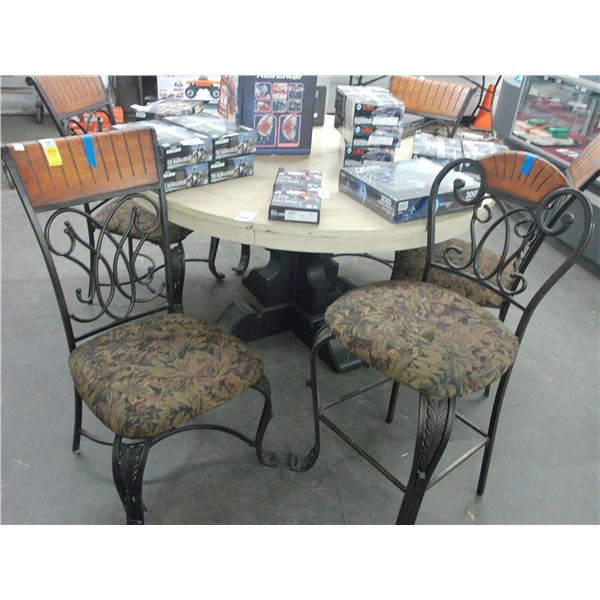 Distressed Round Dining Table w/4 Chairs and 2 Bar Stools