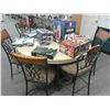 Image 3 : Distressed Round Dining Table w/4 Chairs and 2 Bar Stools