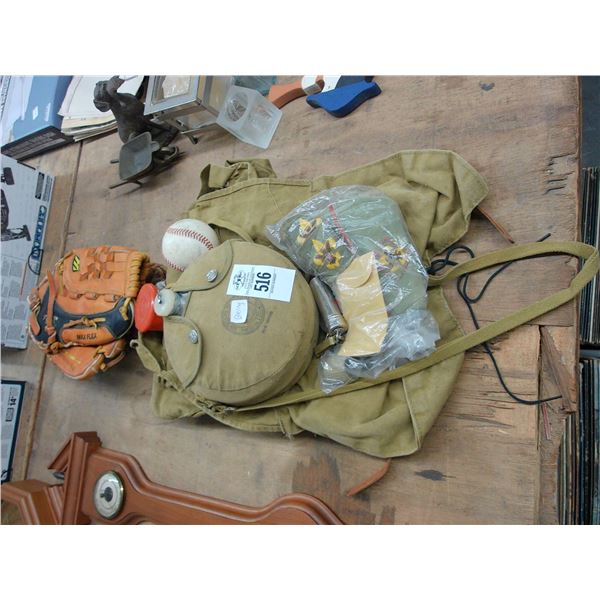 Military Garb, Canteen, Baseball Gloves